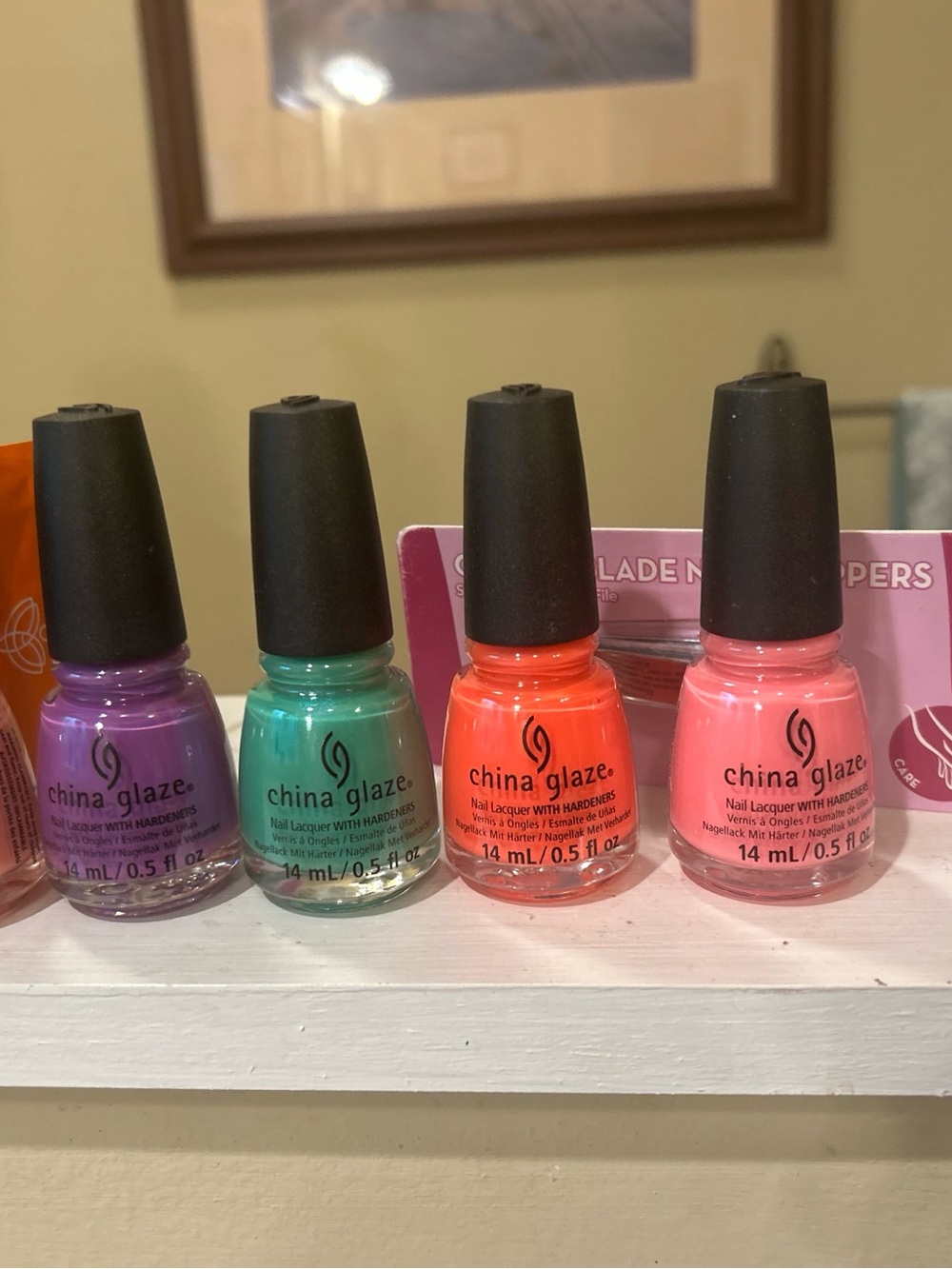 Nail Polish Set - Bright Pink, Coral, Purple, Green, Peach - Picture 2 of 5
